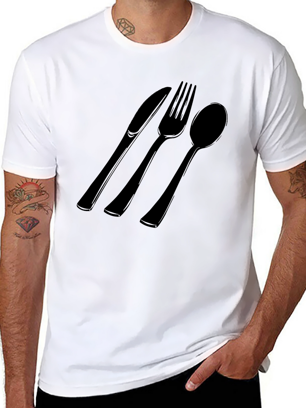 Cutlery Graphic Tee - Black Cotton T-Shirt