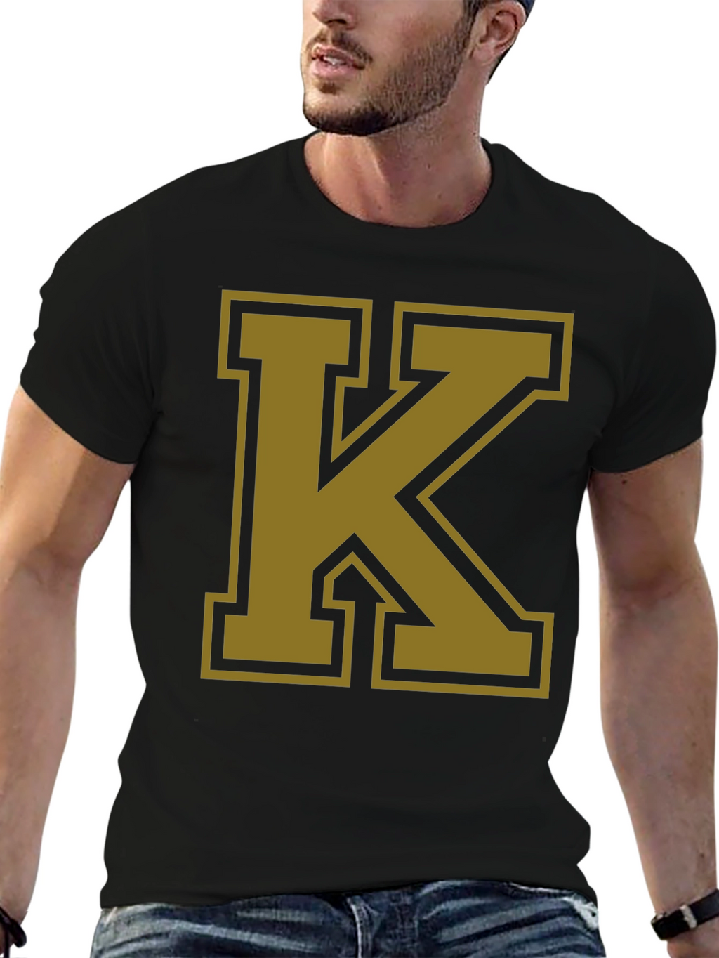 Bold Letter K Graphic T-Shirt - Black
