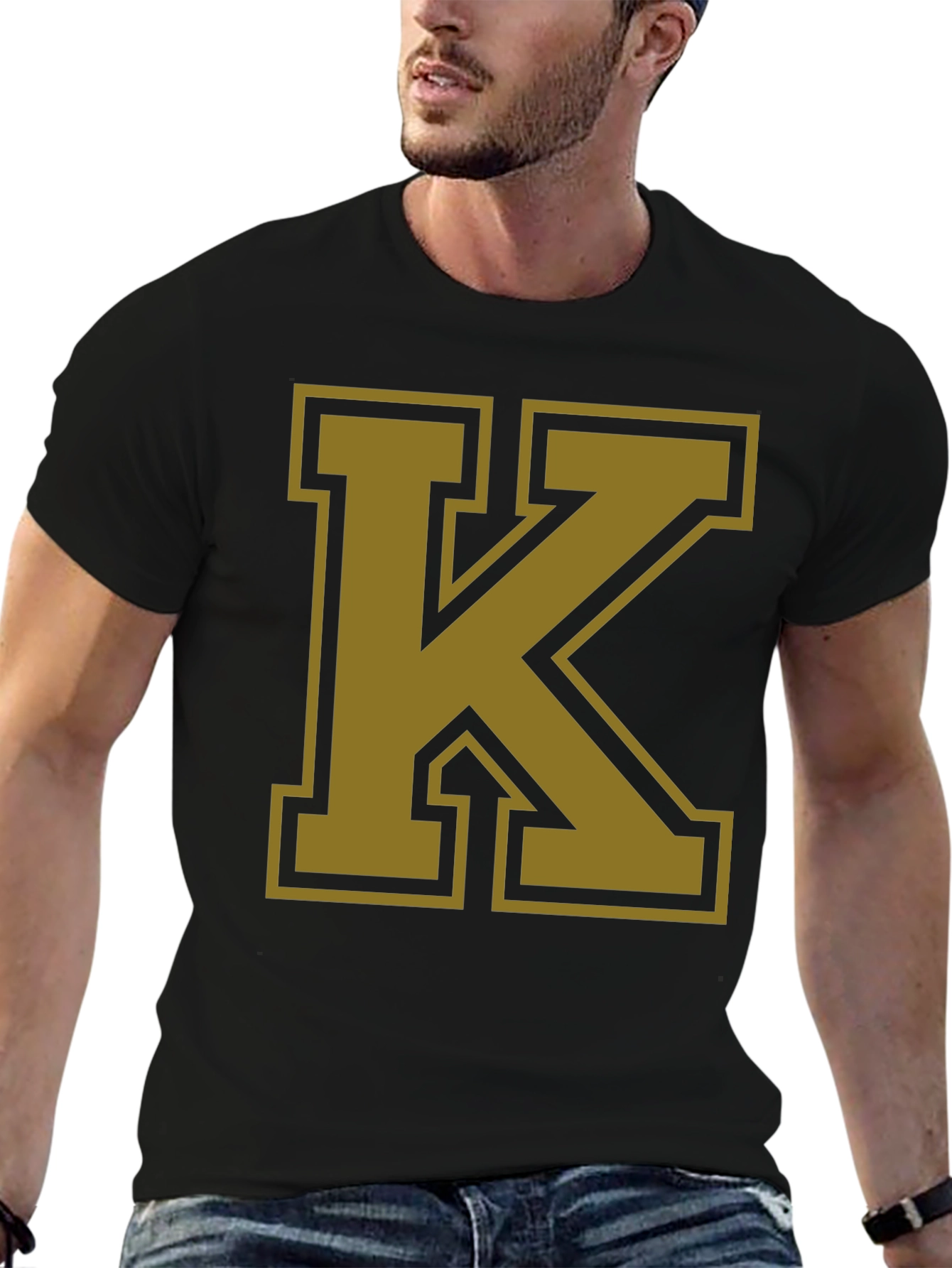 Bold Letter K Graphic T-Shirt - Black