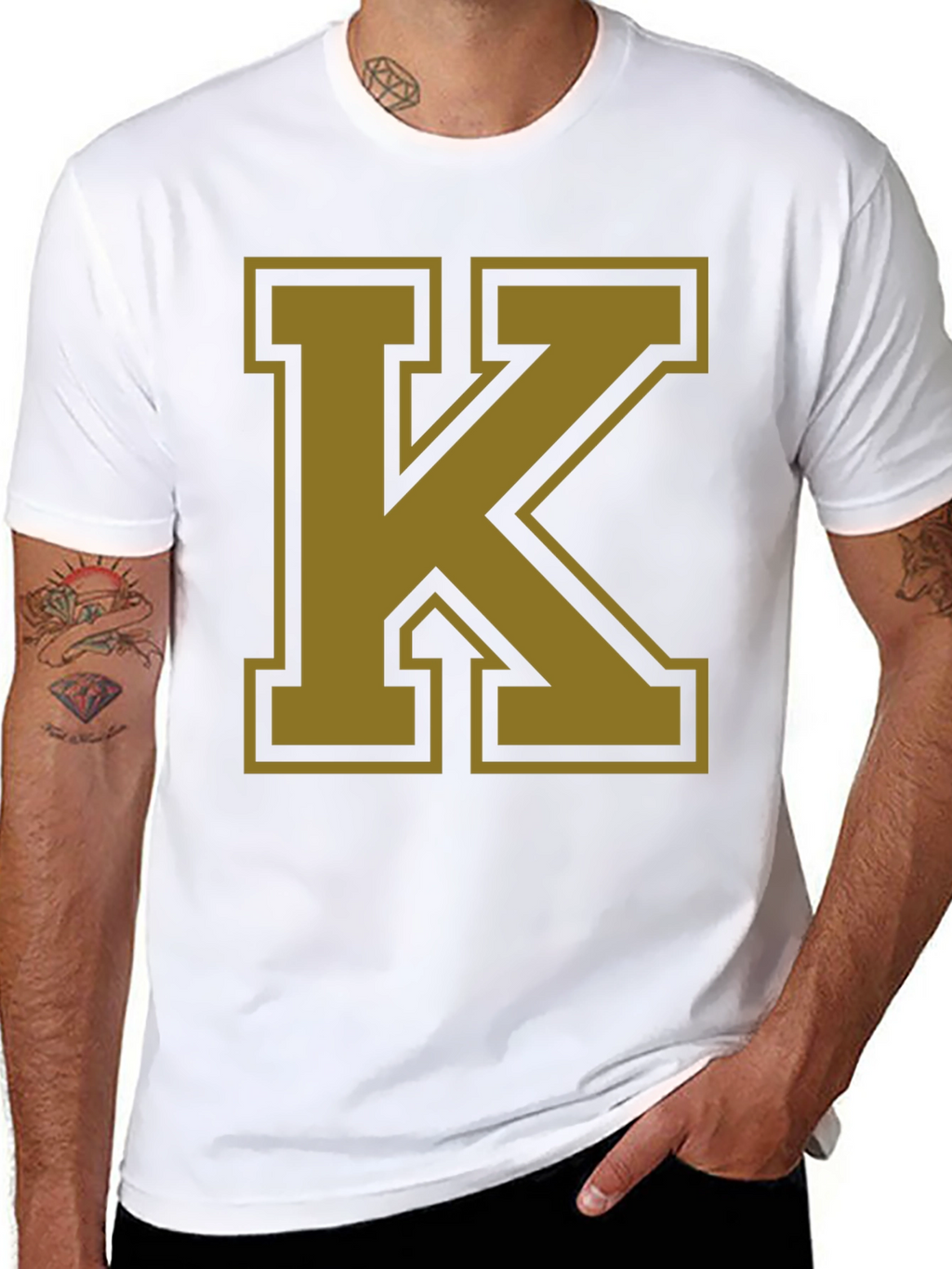 Bold Letter K Graphic T-Shirt - Black