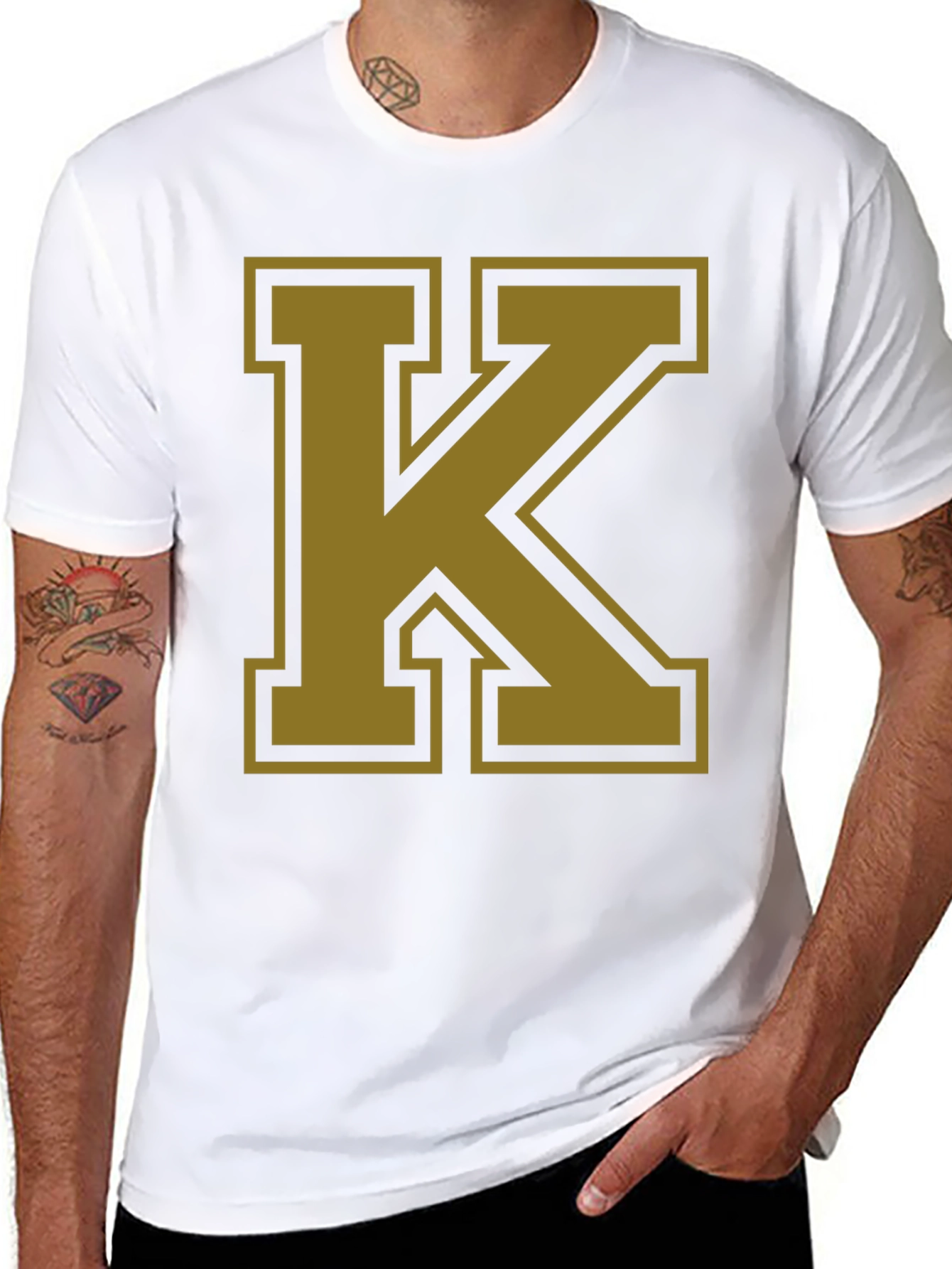 Bold Letter K Graphic T-Shirt - Black