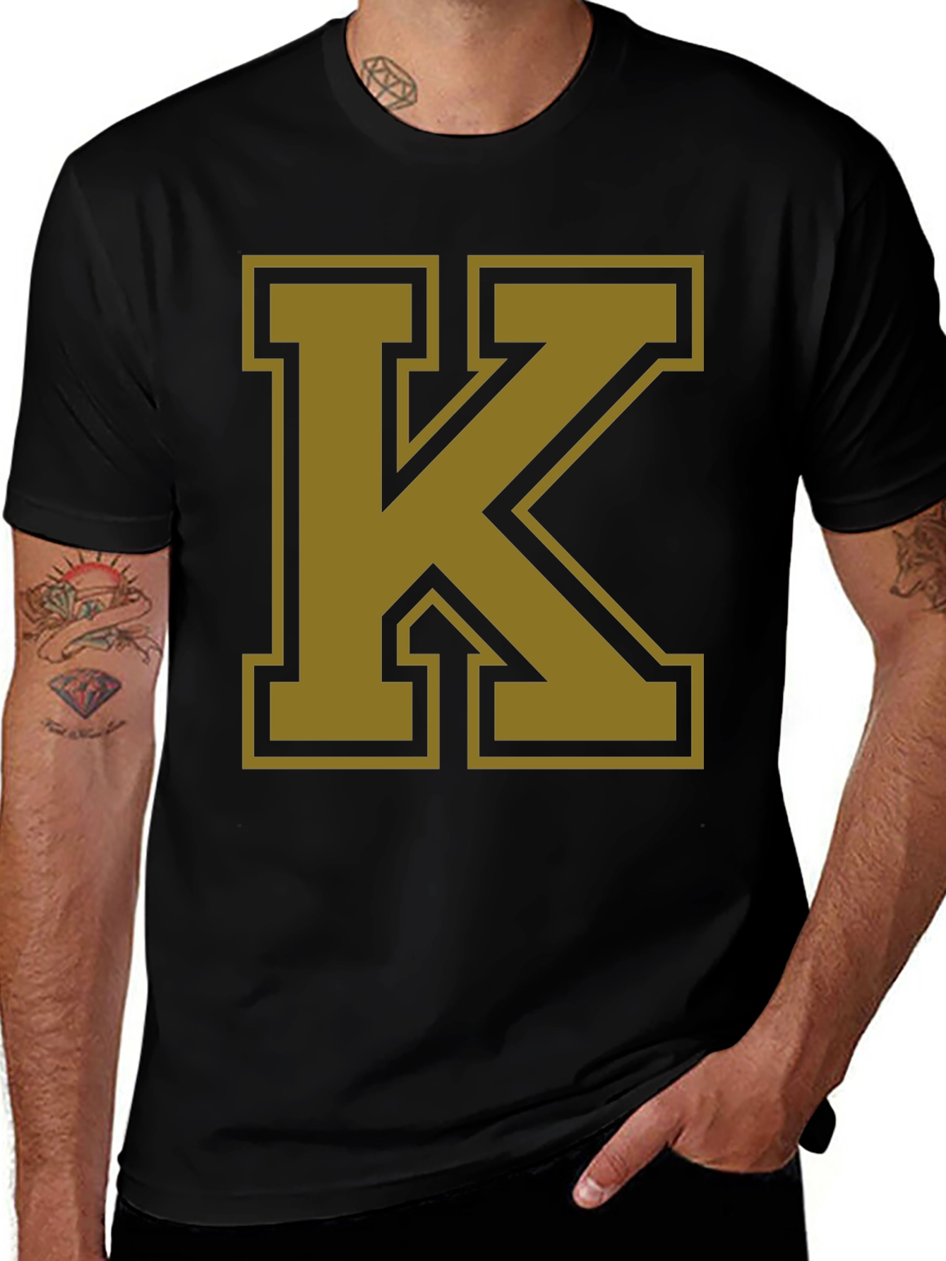 Bold Letter K Graphic T-Shirt - Black