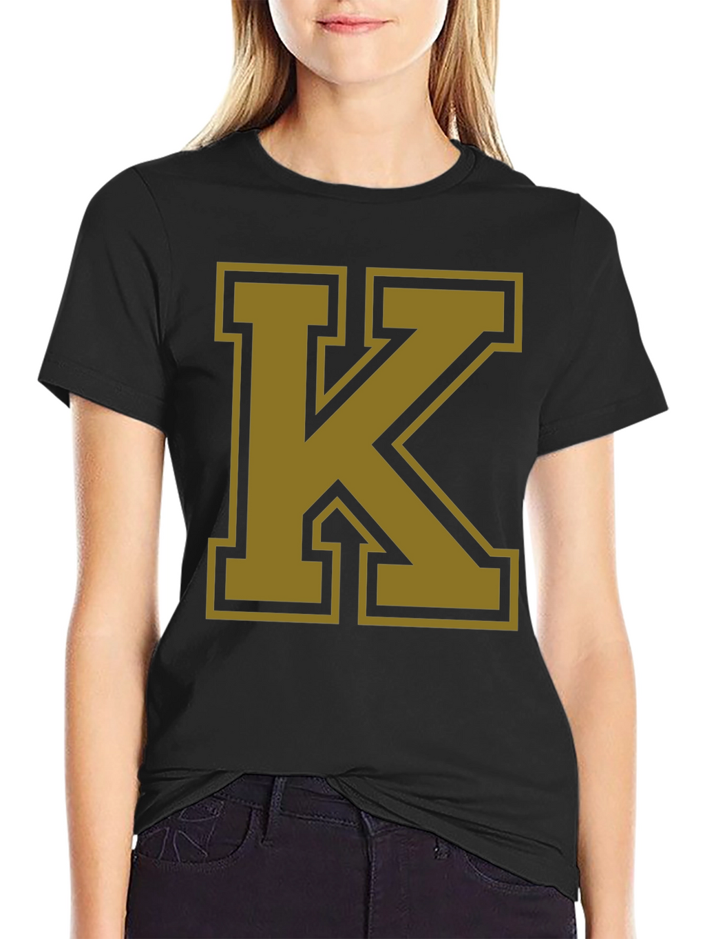 Bold Letter K Graphic T-Shirt - Black