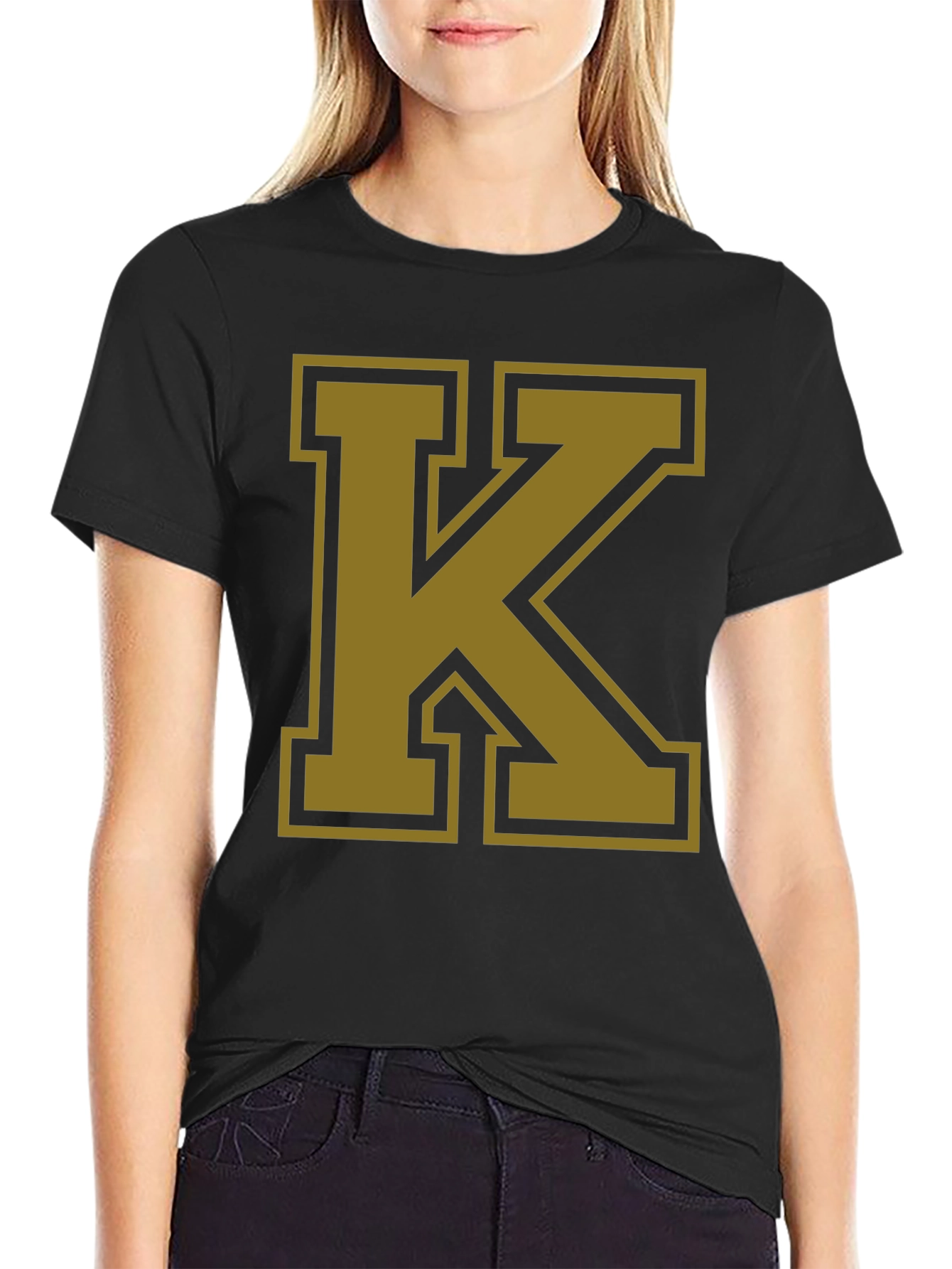Bold Letter K Graphic T-Shirt - Black