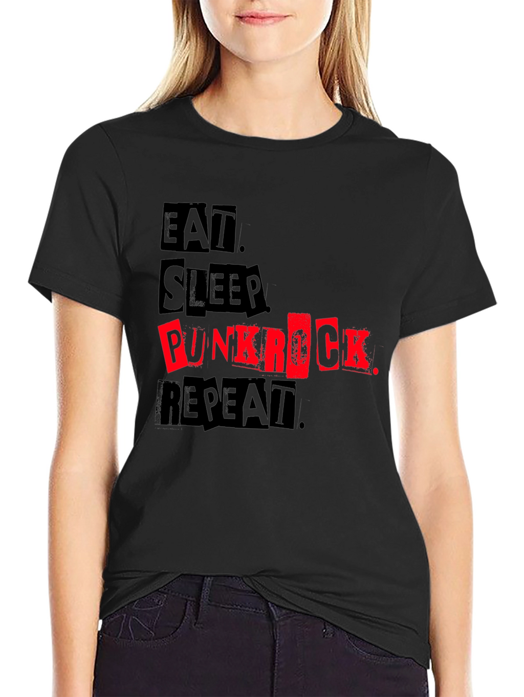 Eat Sleep Punk Rock Repeat Black Tee