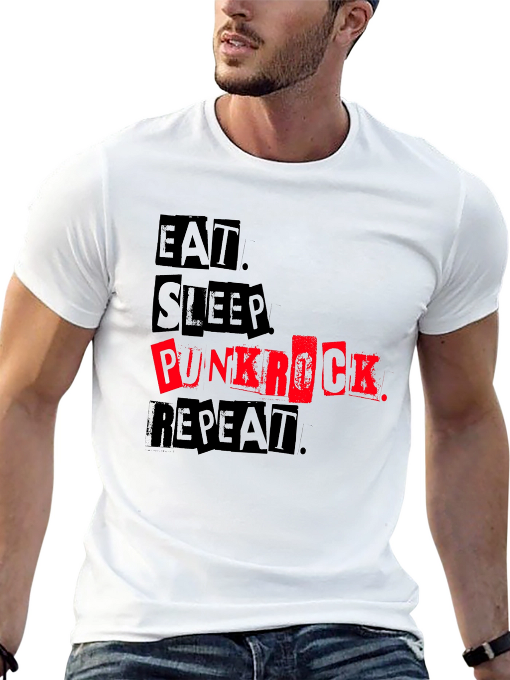 Eat Sleep Punk Rock Repeat Black Tee