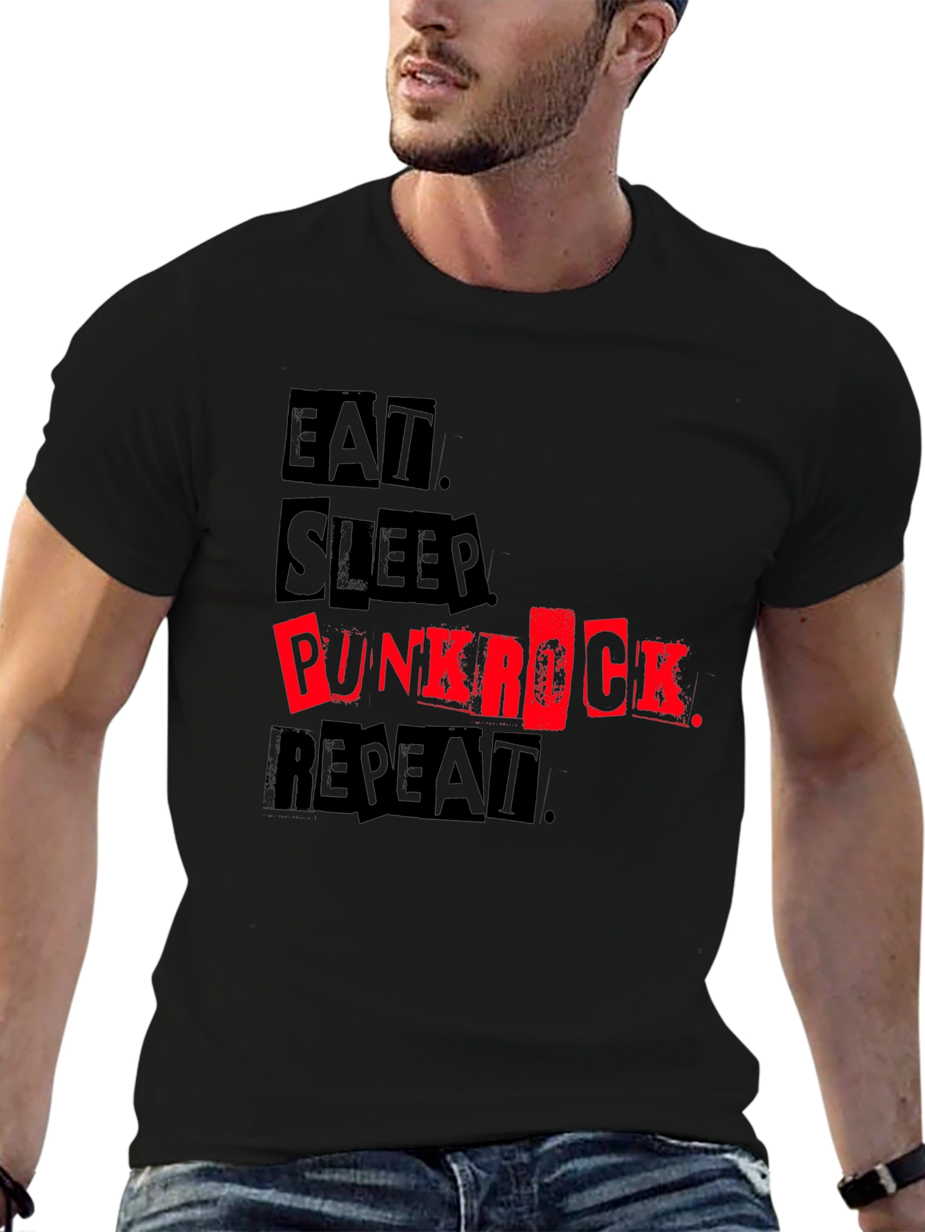 Eat Sleep Punk Rock Repeat Black Tee
