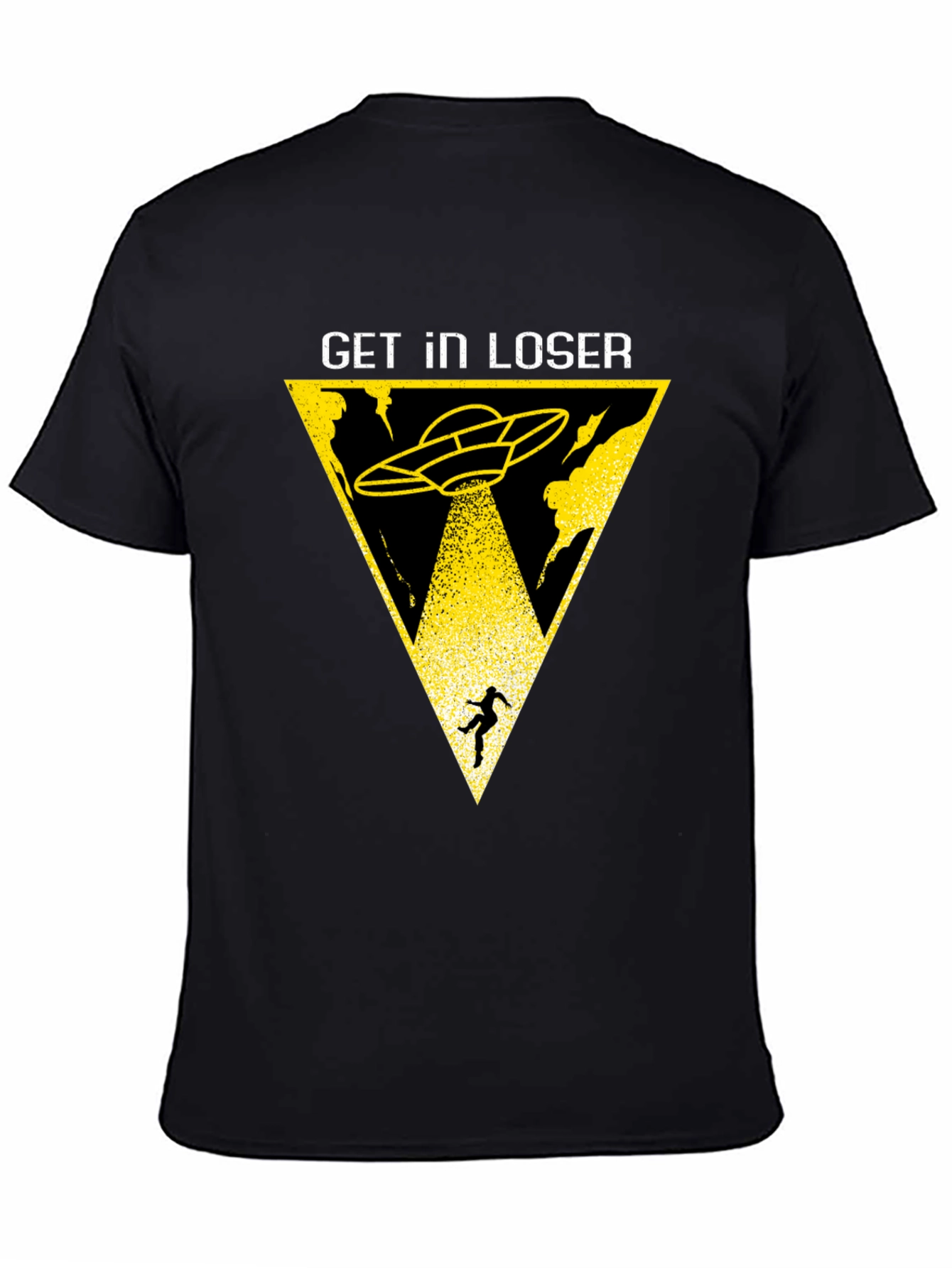 Get In Loser Alien Abduction Black T-Shirt