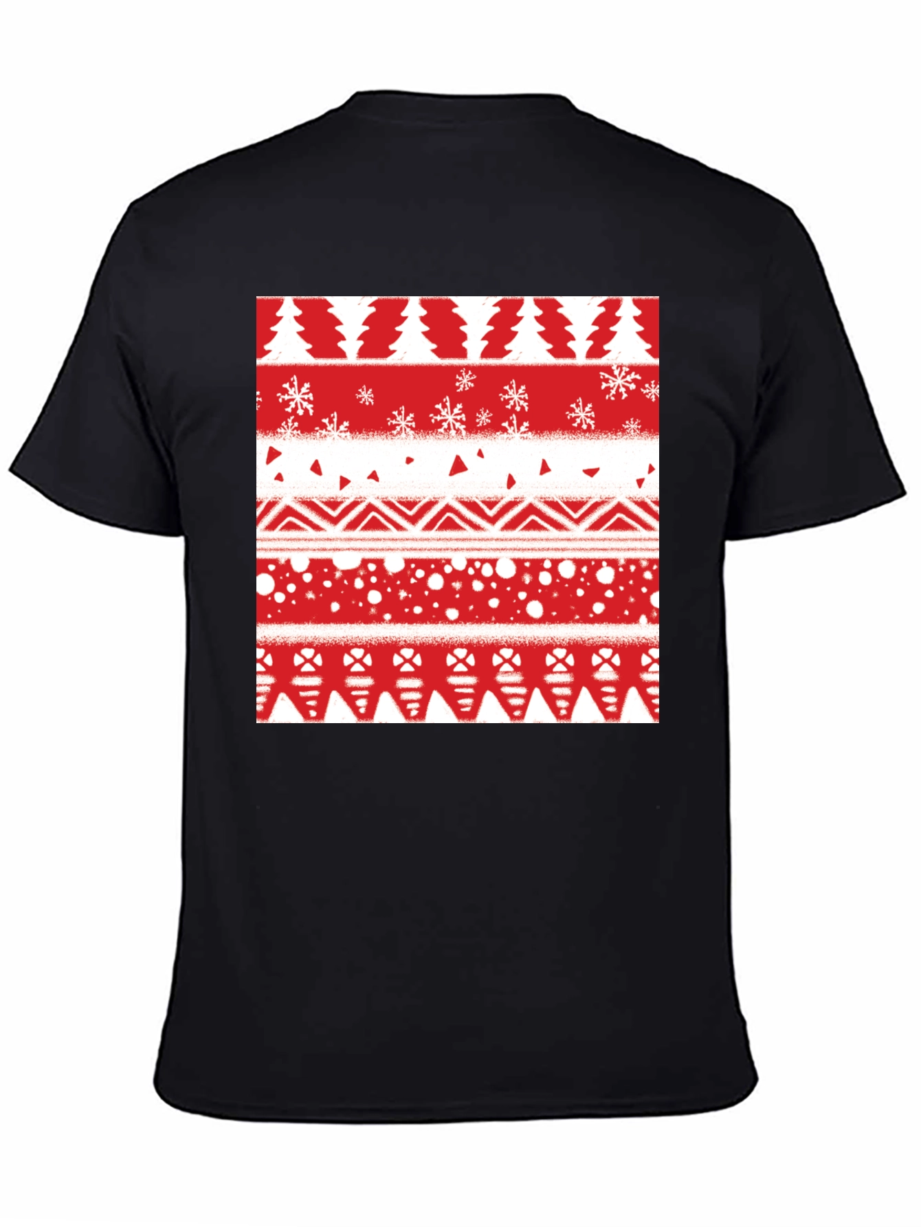 Festive Holiday Pattern Tee - Red & White Print