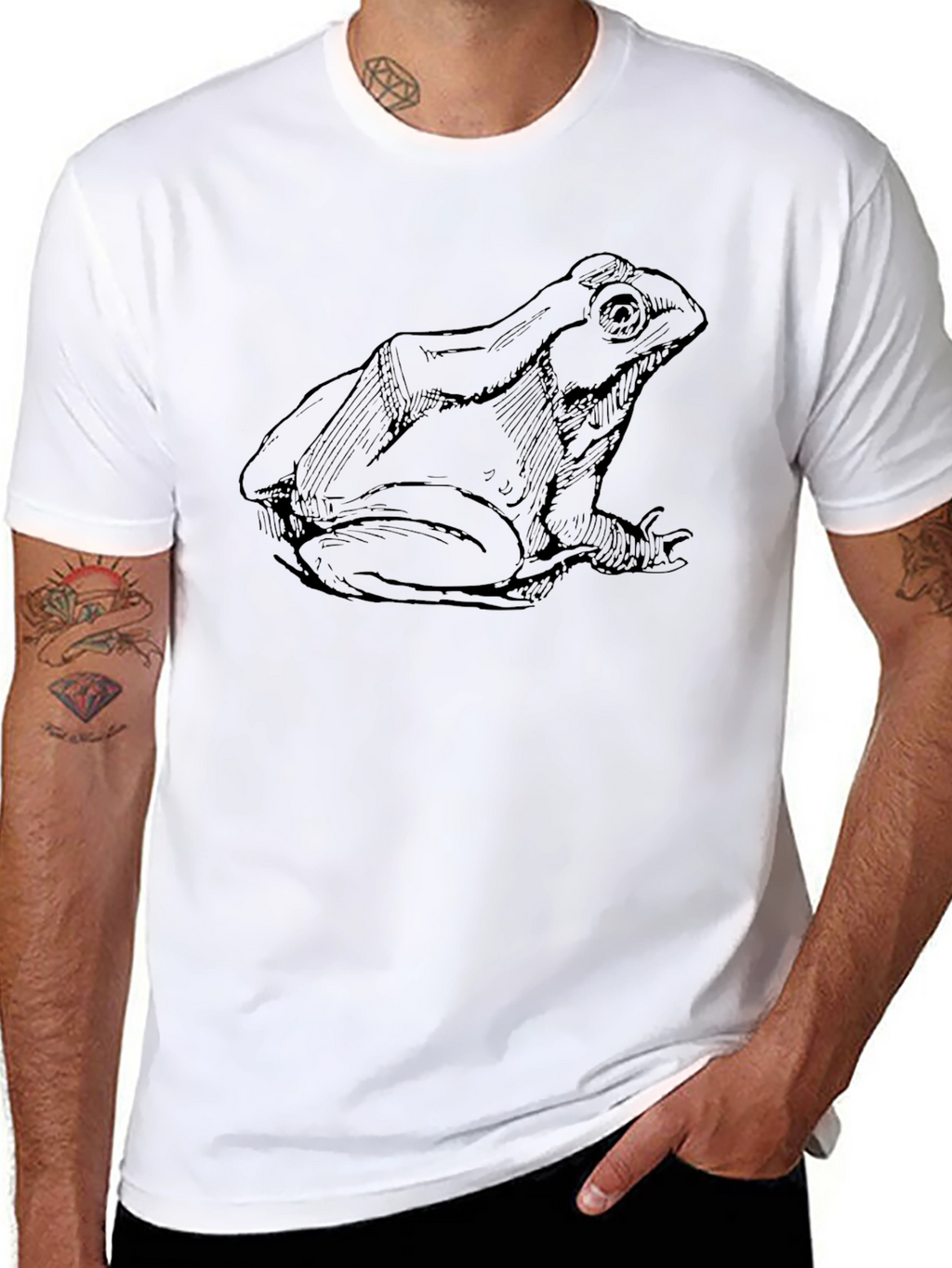 Frog Sketch Black T-Shirt