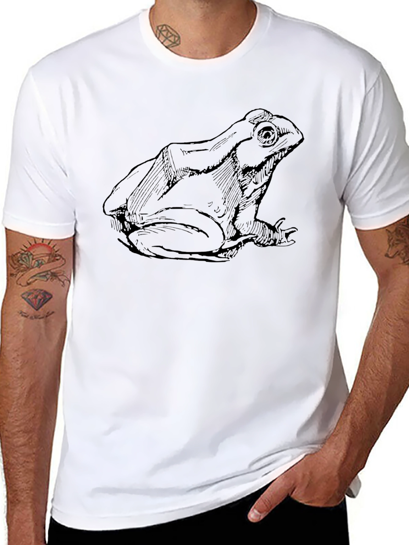 Frog Sketch Black T-Shirt