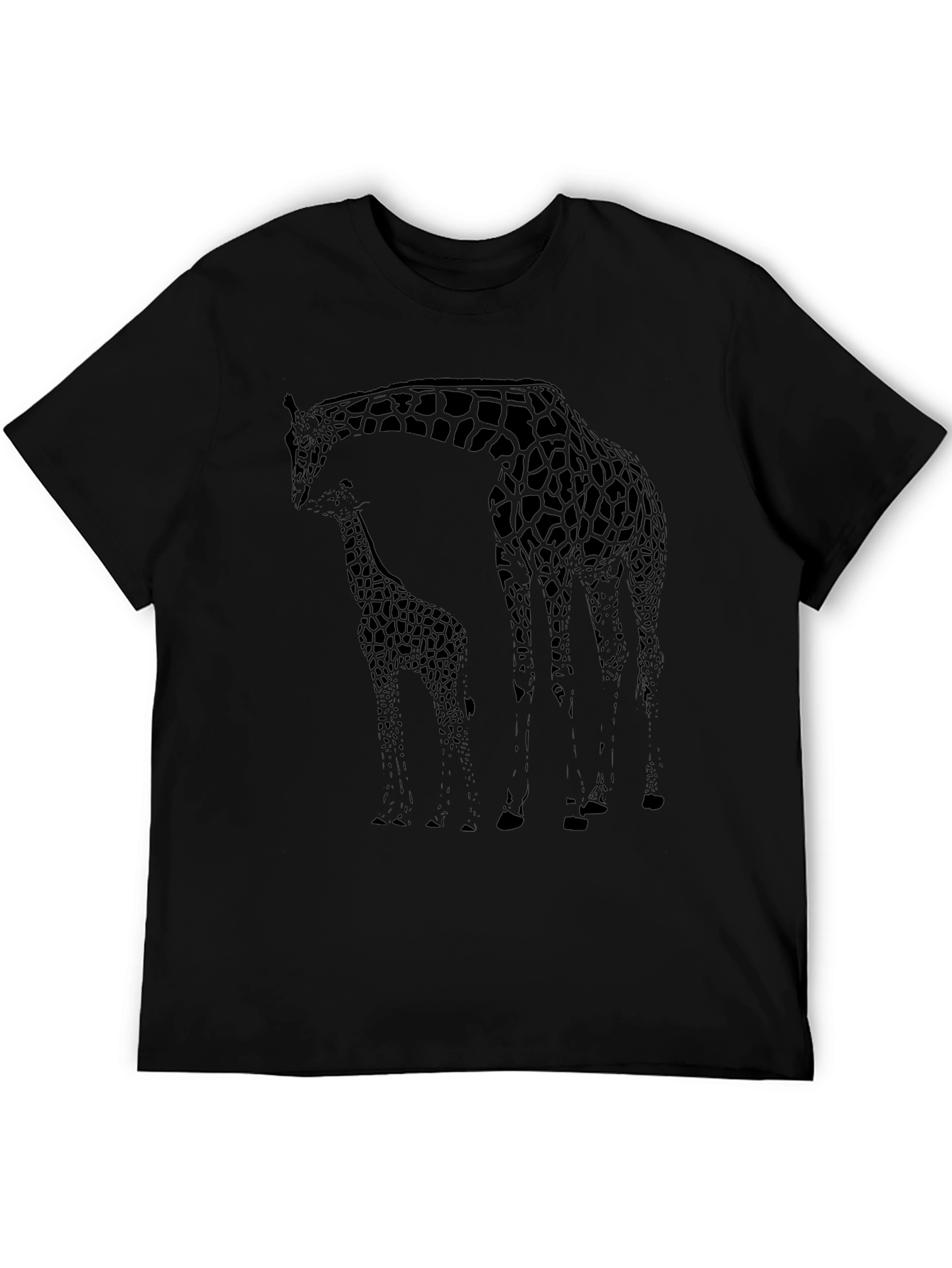 Giraffe Graphic Print Tee - Casual Black T-Shirt
