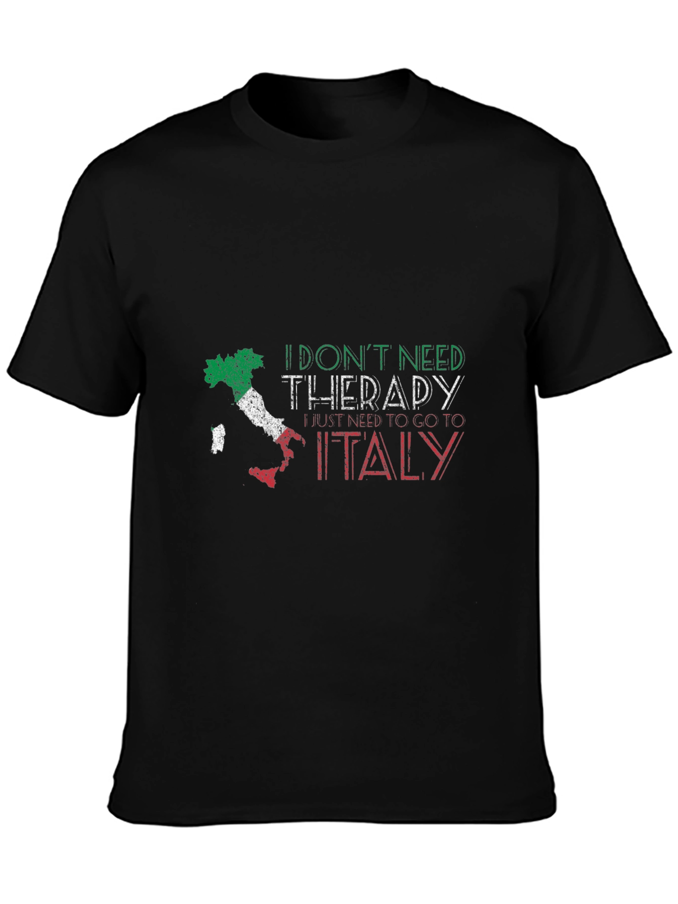 Italy Therapy T-Shirt - Black - Novelty Vacation Tee