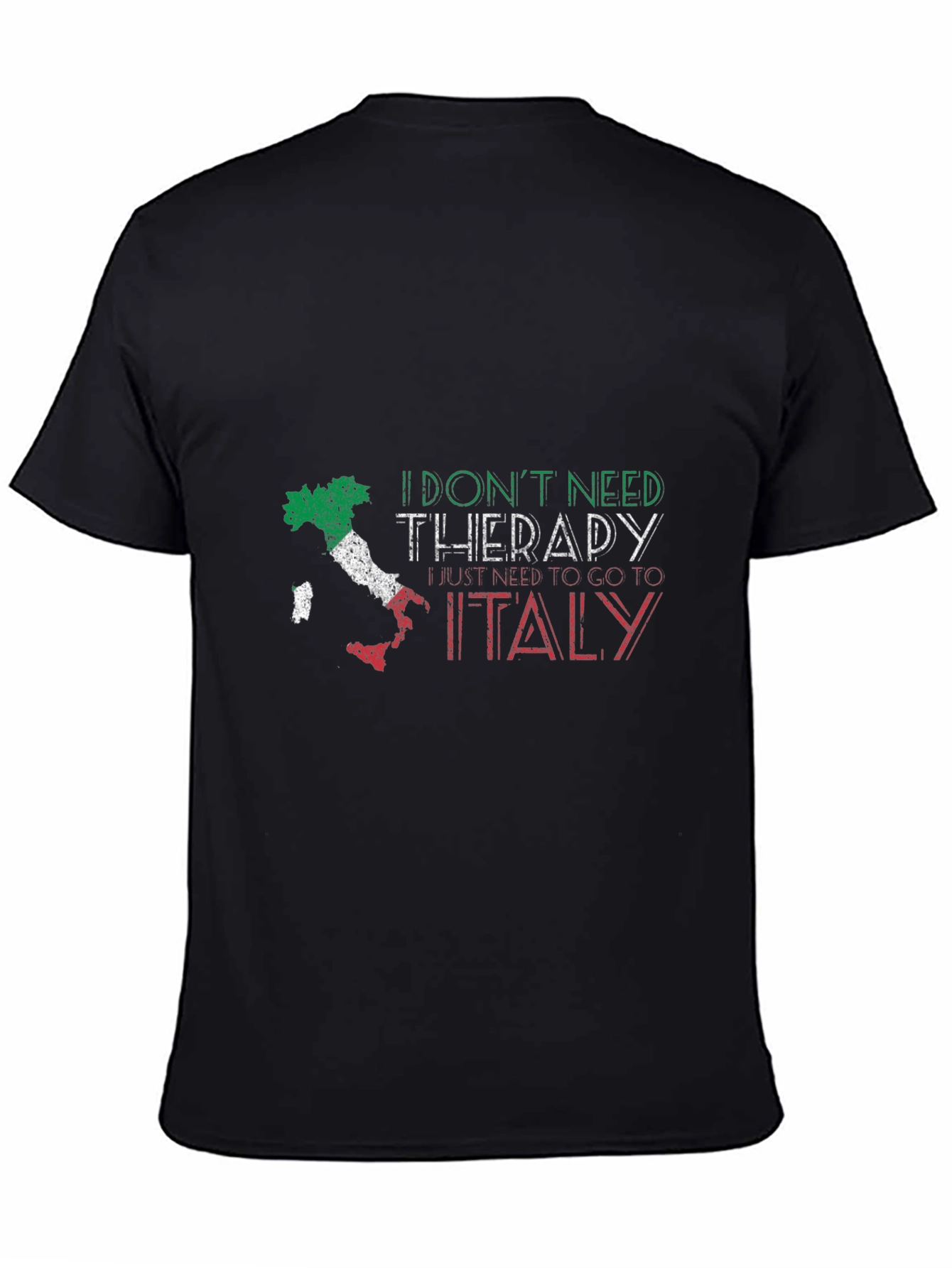 Italy Therapy T-Shirt - Black - Novelty Vacation Tee