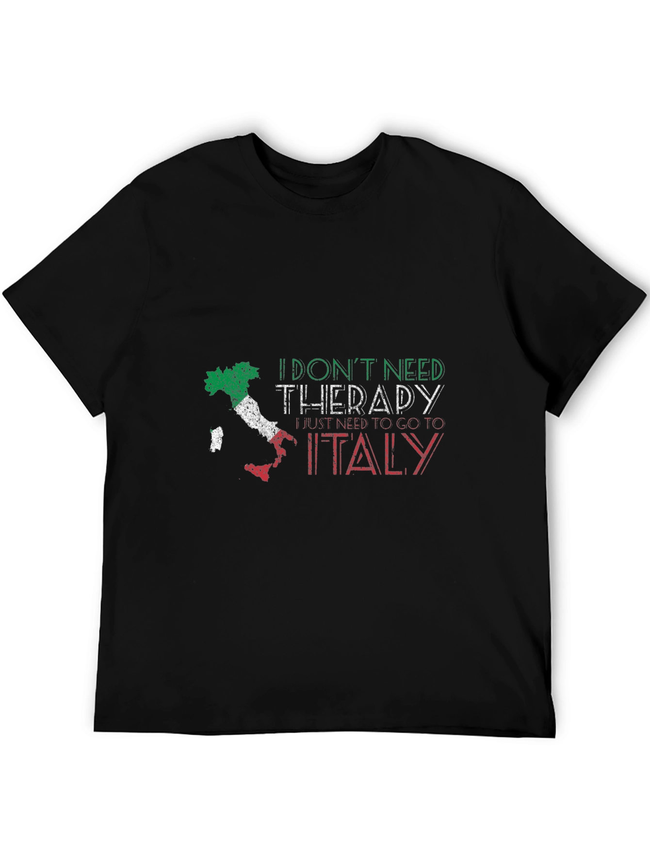 Italy Therapy T-Shirt - Black - Novelty Vacation Tee