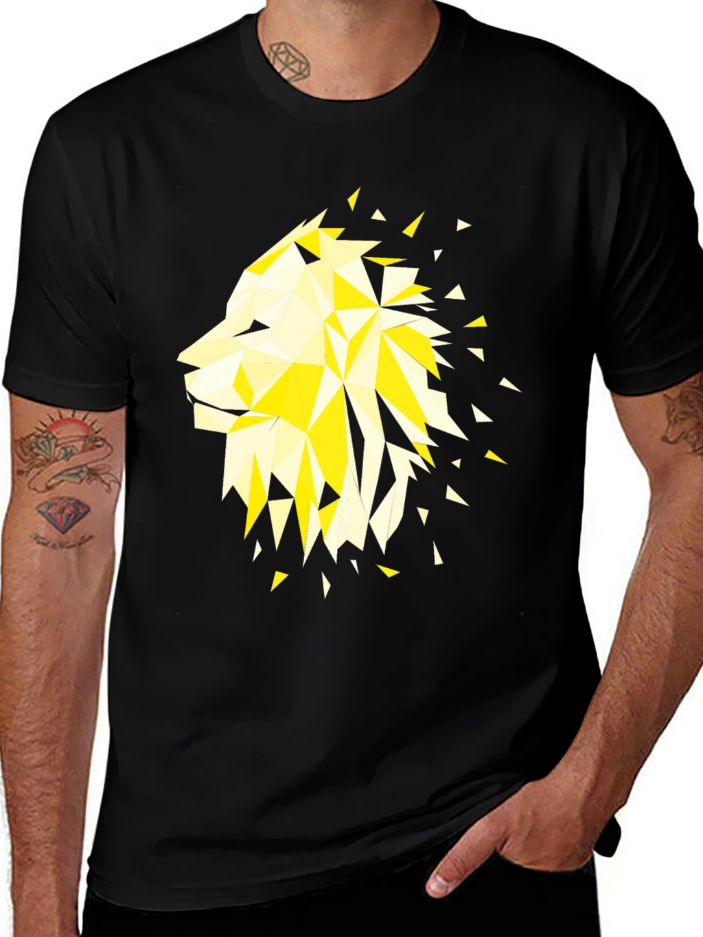 Geometric Lion Graphic Tee - Modern Streetwear