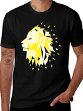 Geometric Lion Graphic Tee - Modern Streetwear
