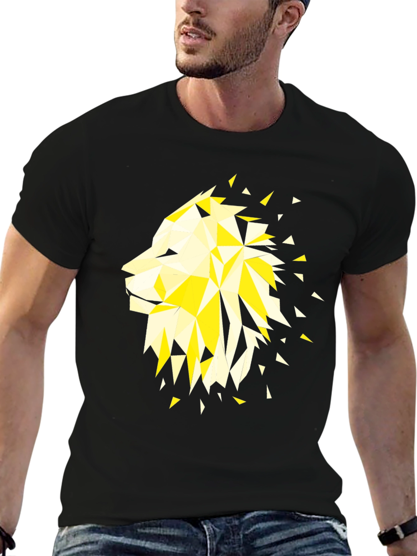 Geometric Lion Graphic Tee - Modern Streetwear