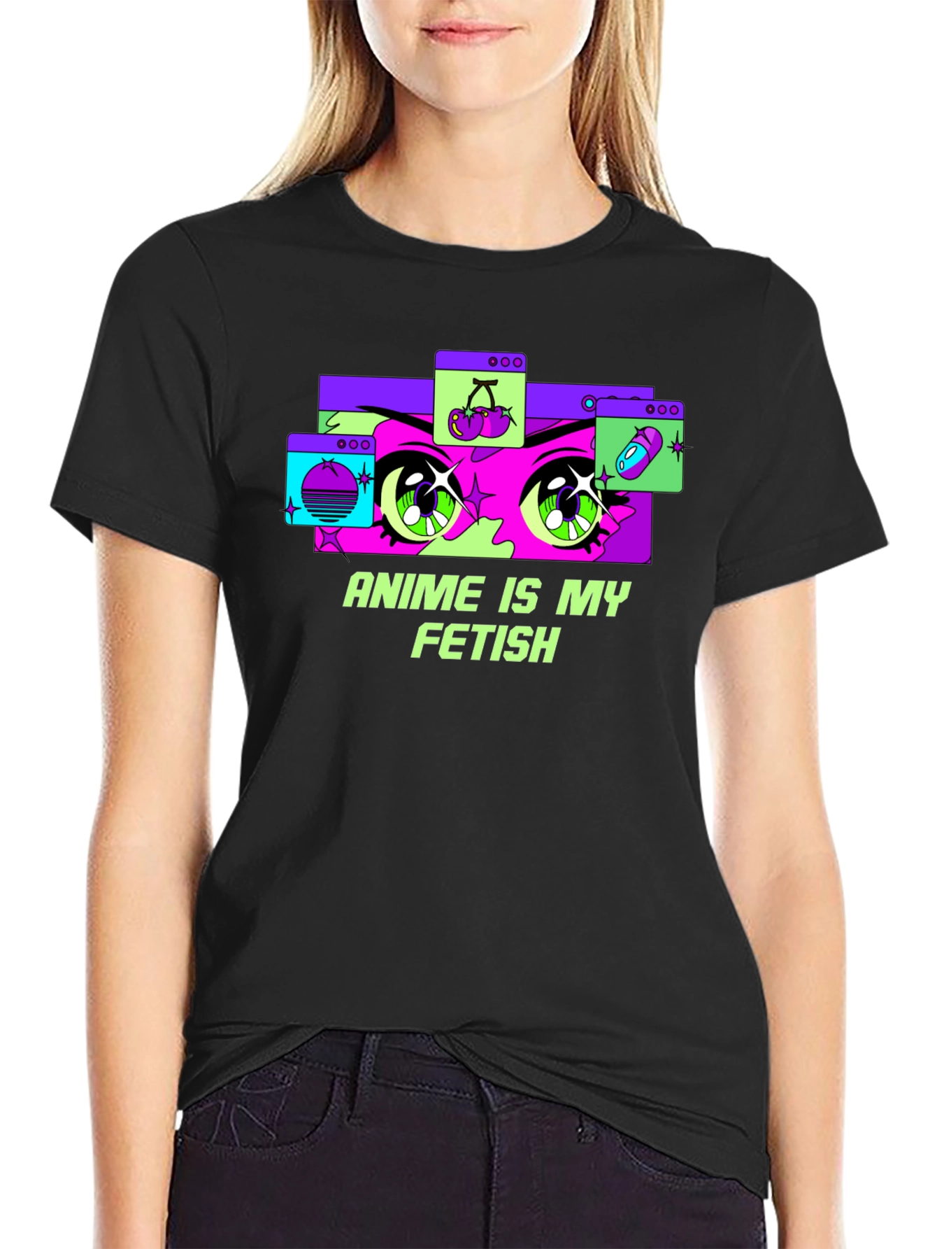 Anime Is My Fetish Graphic Tee - Black