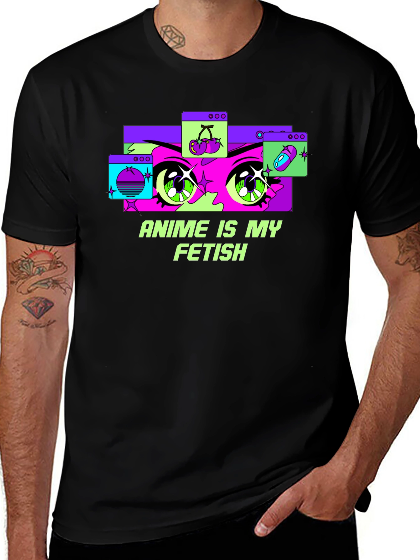 Anime Is My Fetish Graphic Tee - Black