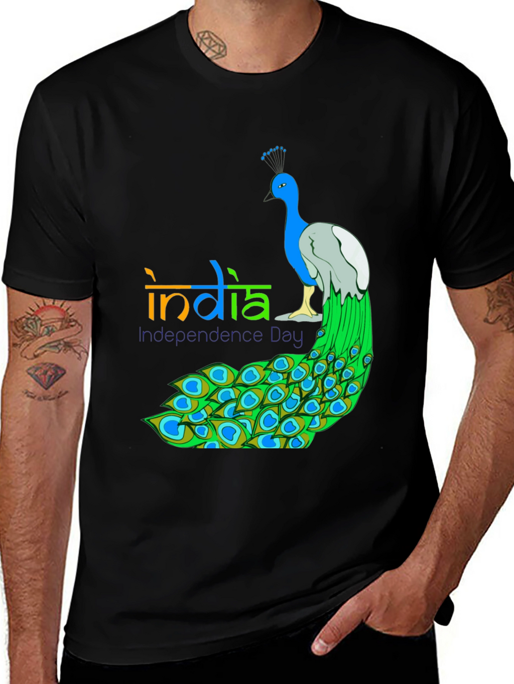 India Independence Day Peacock Graphic Tee