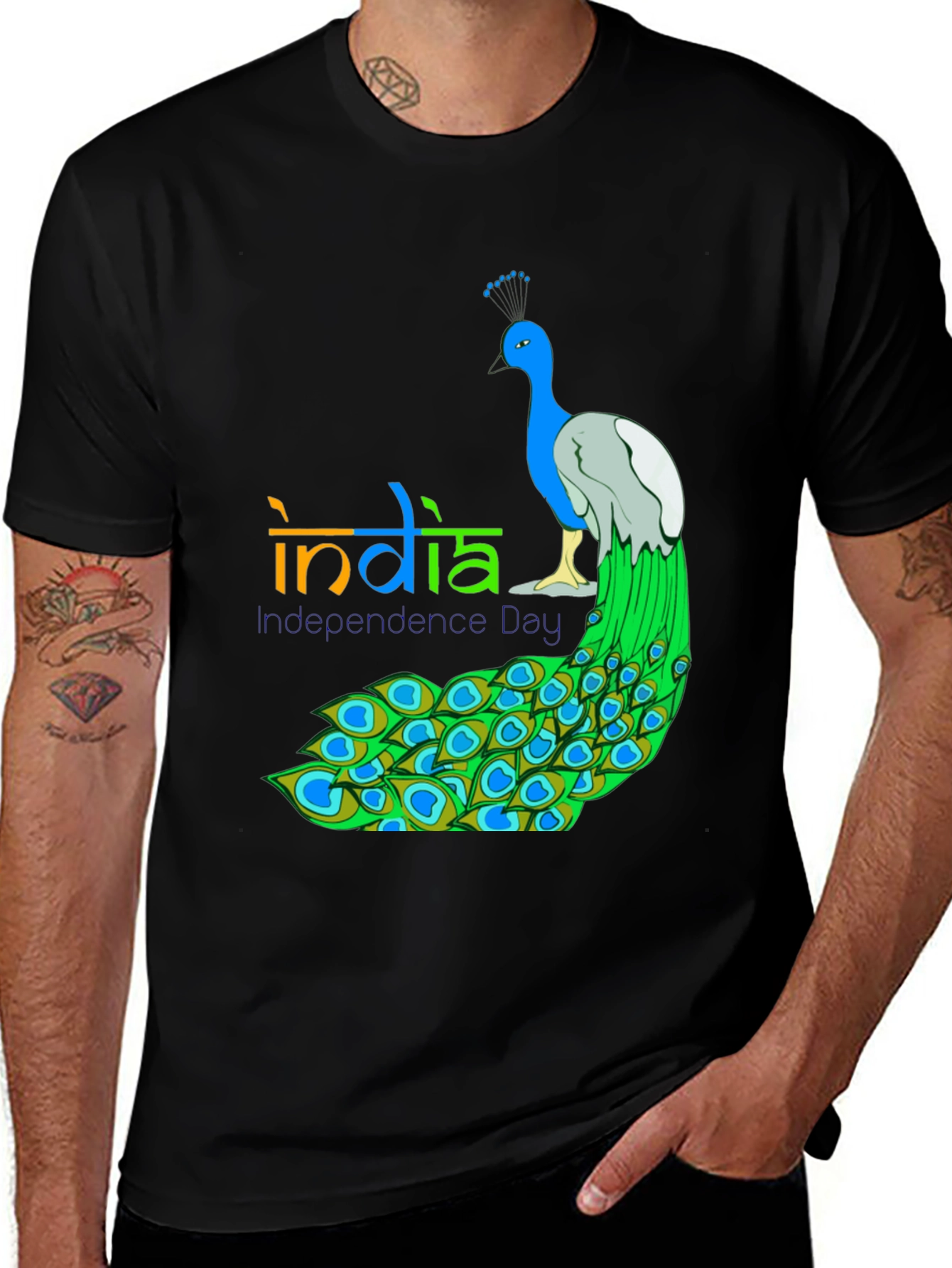 India Independence Day Peacock Graphic Tee