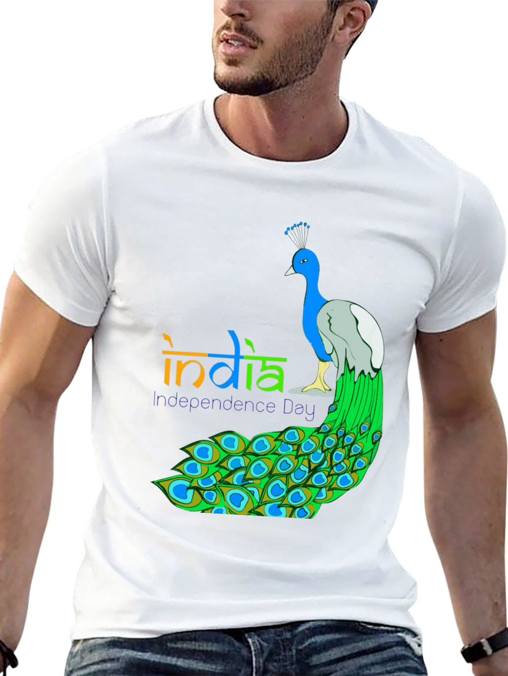 India Independence Day Peacock Graphic Tee
