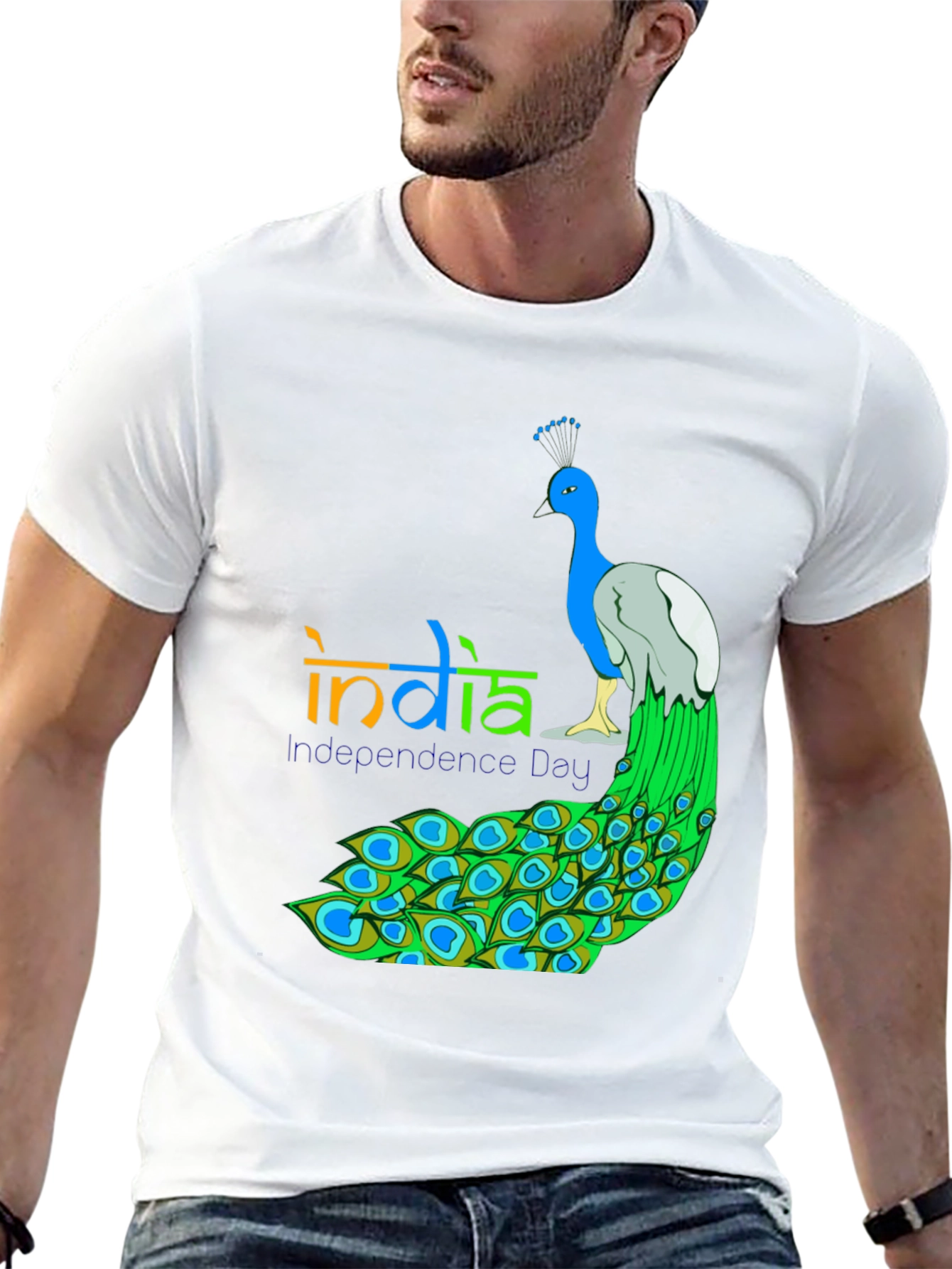 India Independence Day Peacock Graphic Tee