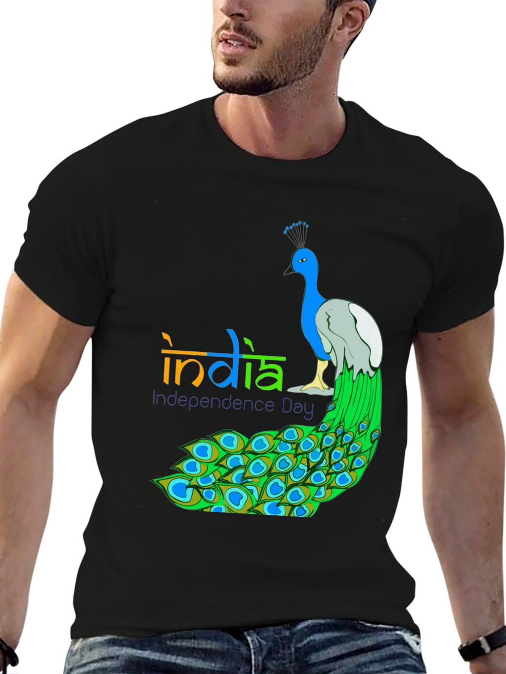 India Independence Day Peacock Graphic Tee