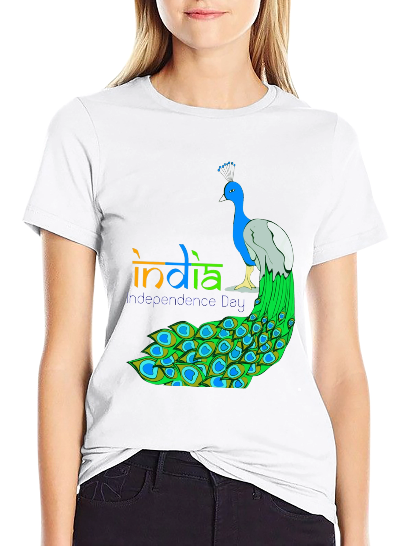 India Independence Day Peacock Graphic Tee