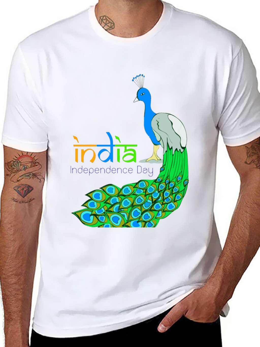 India Independence Day Peacock Graphic Tee