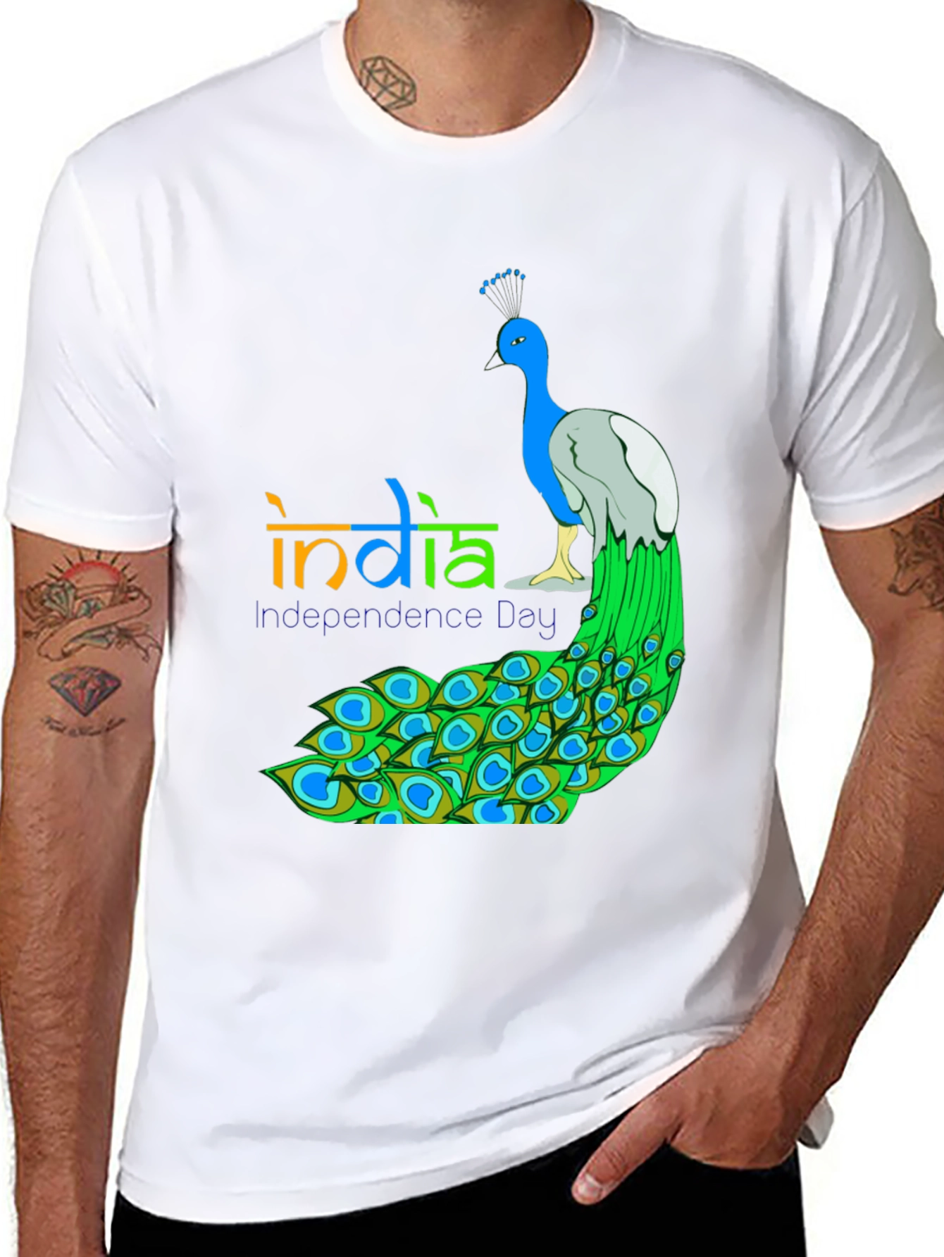 India Independence Day Peacock Graphic Tee