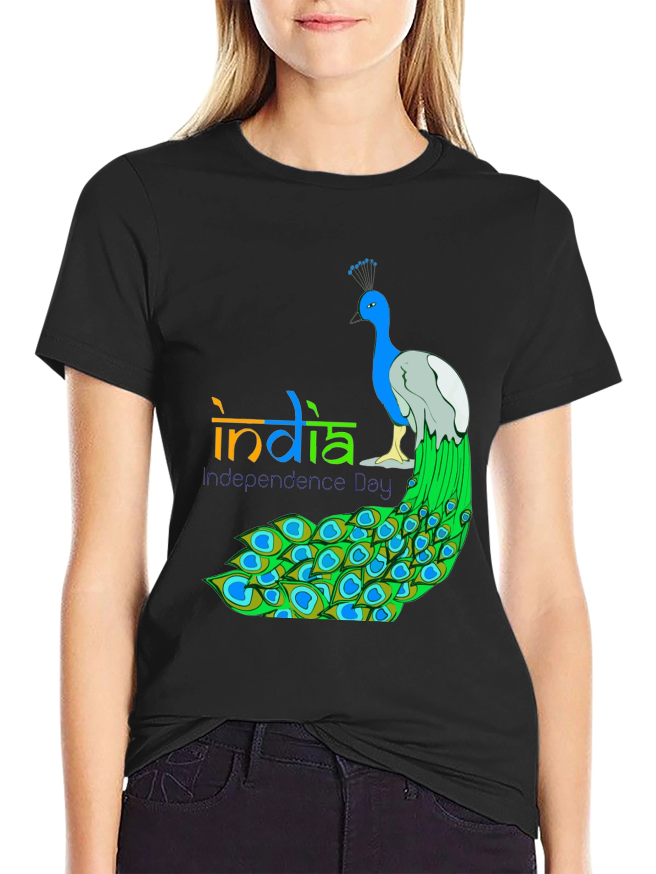 India Independence Day Peacock Graphic Tee