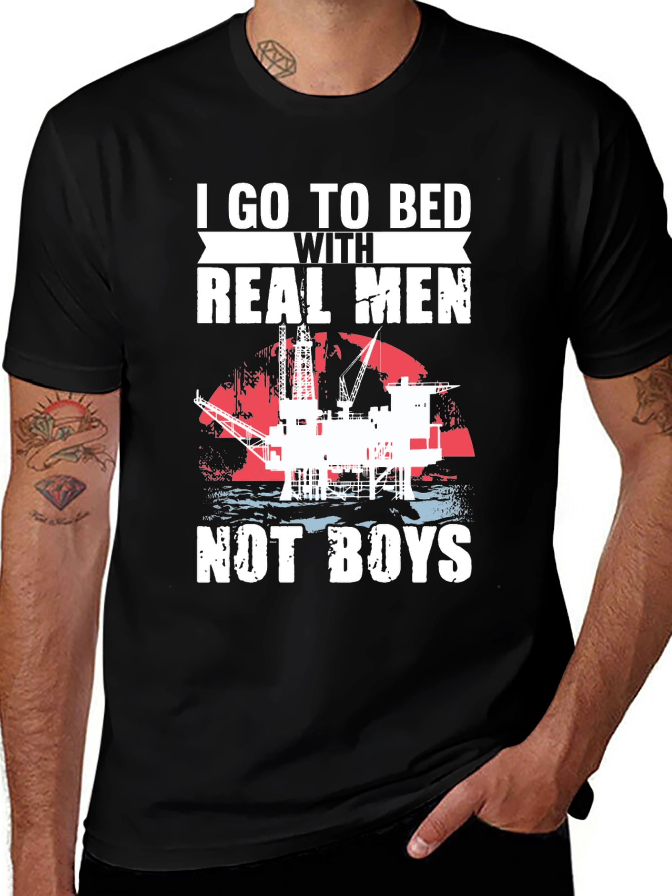 I Go to Bed with Real Men Graphic Tee