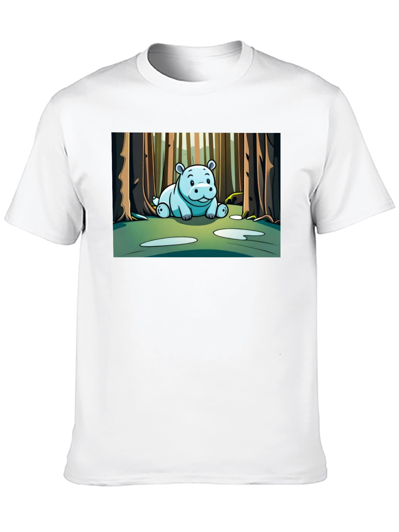 Cute Hippo Cartoon Forest T-Shirt