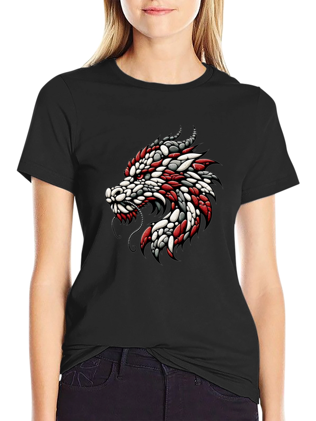 Dragon Graphic Print Crew Neck T-Shirt