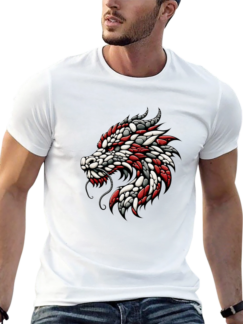 Dragon Graphic Print Crew Neck T-Shirt