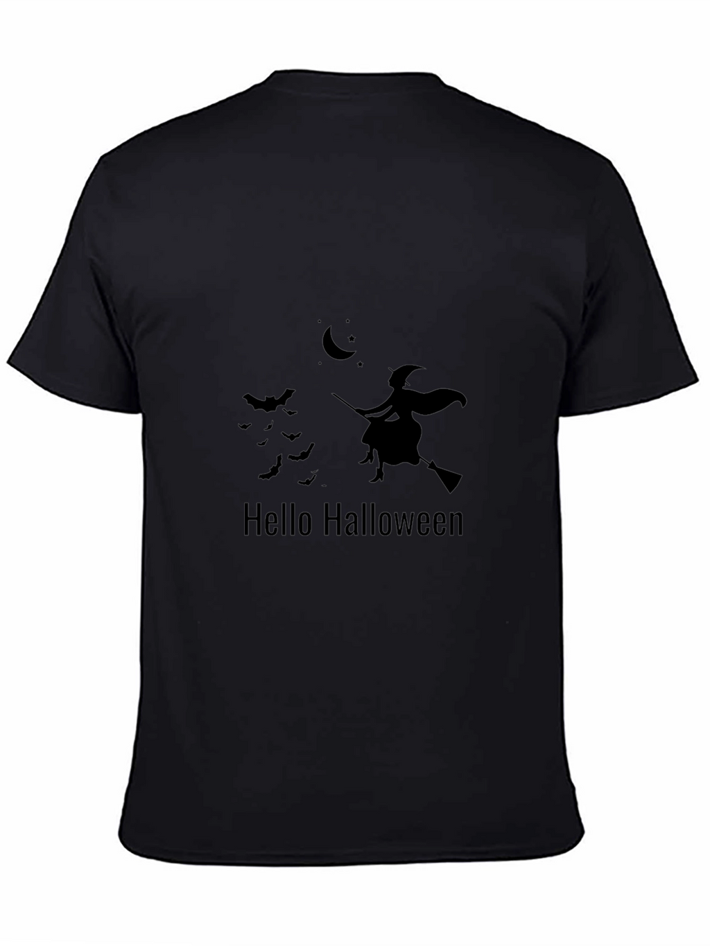 Halloween Witch Graphic T-Shirt - Black