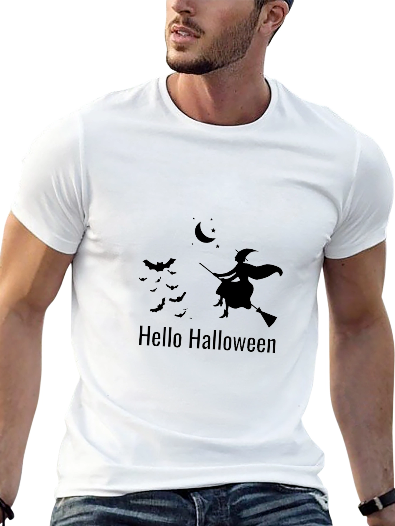 Halloween Witch Graphic T-Shirt - Black