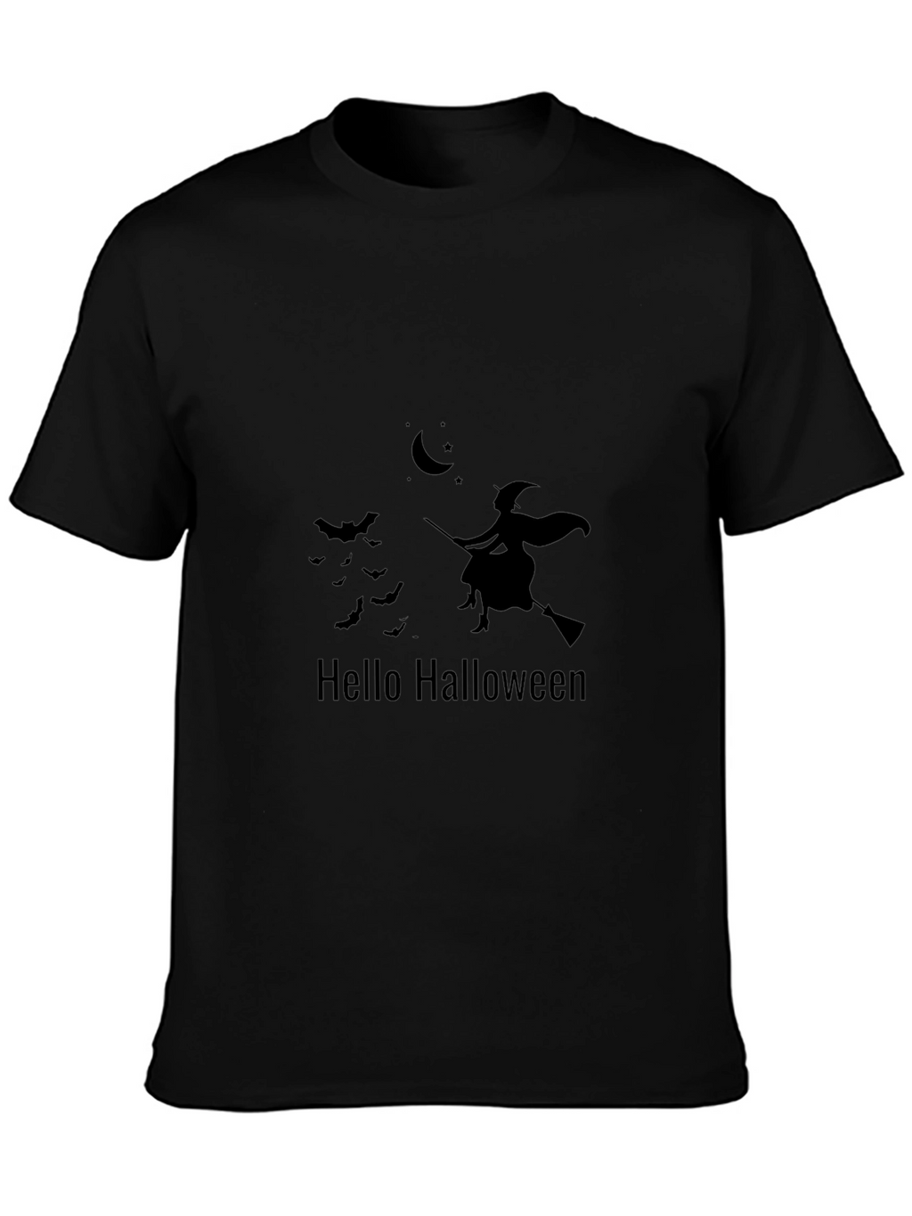 Halloween Witch Graphic T-Shirt - Black