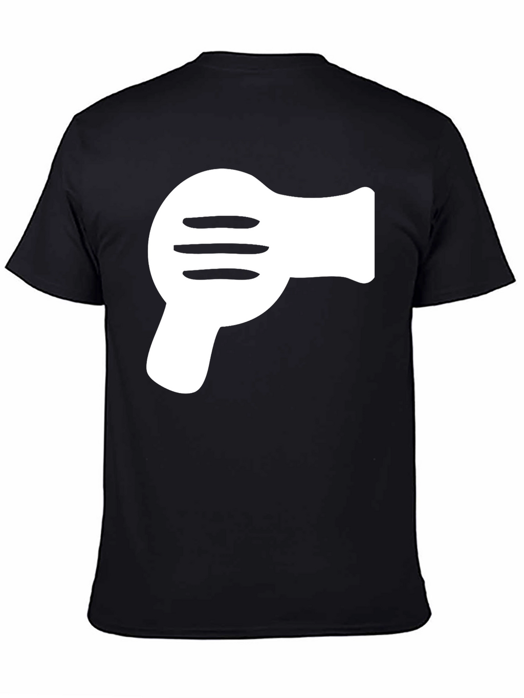 Black T-Shirt with White Hair Dryer Graphic