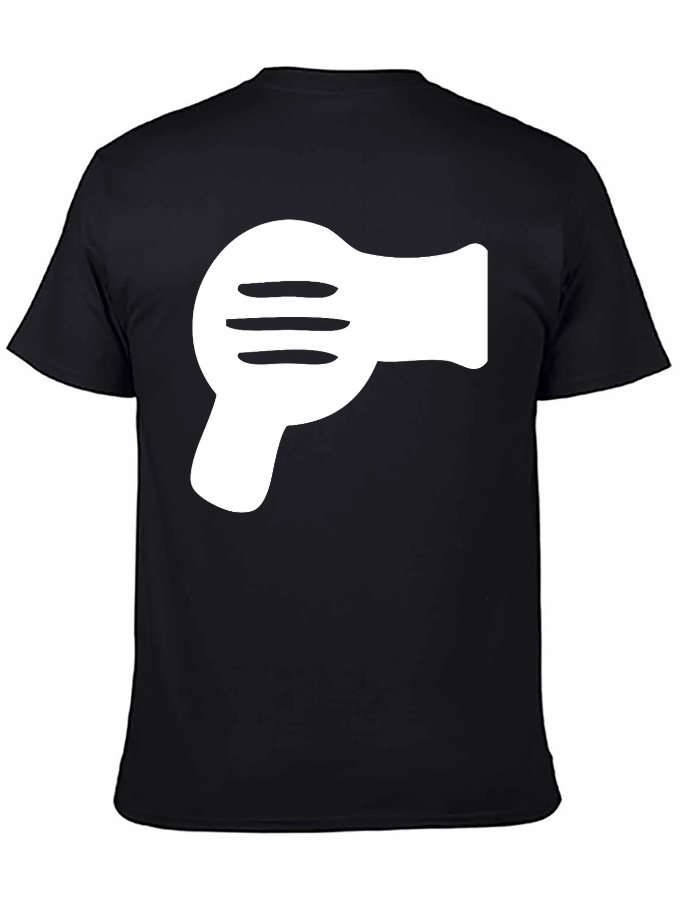 Black T-Shirt with White Hair Dryer Graphic