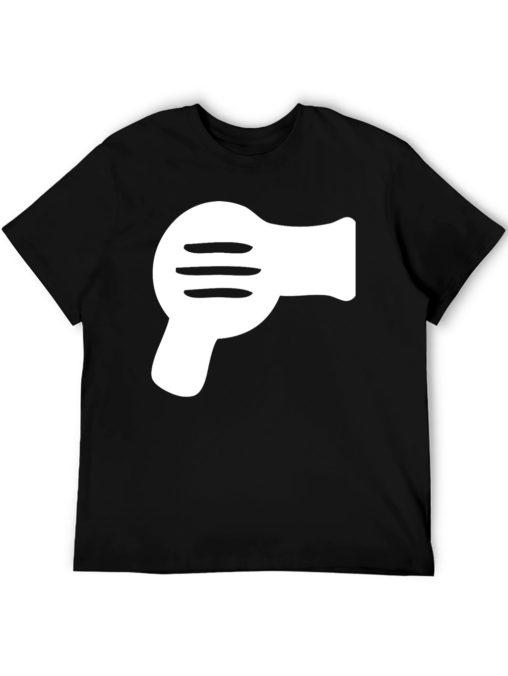 Black T-Shirt with White Hair Dryer Graphic
