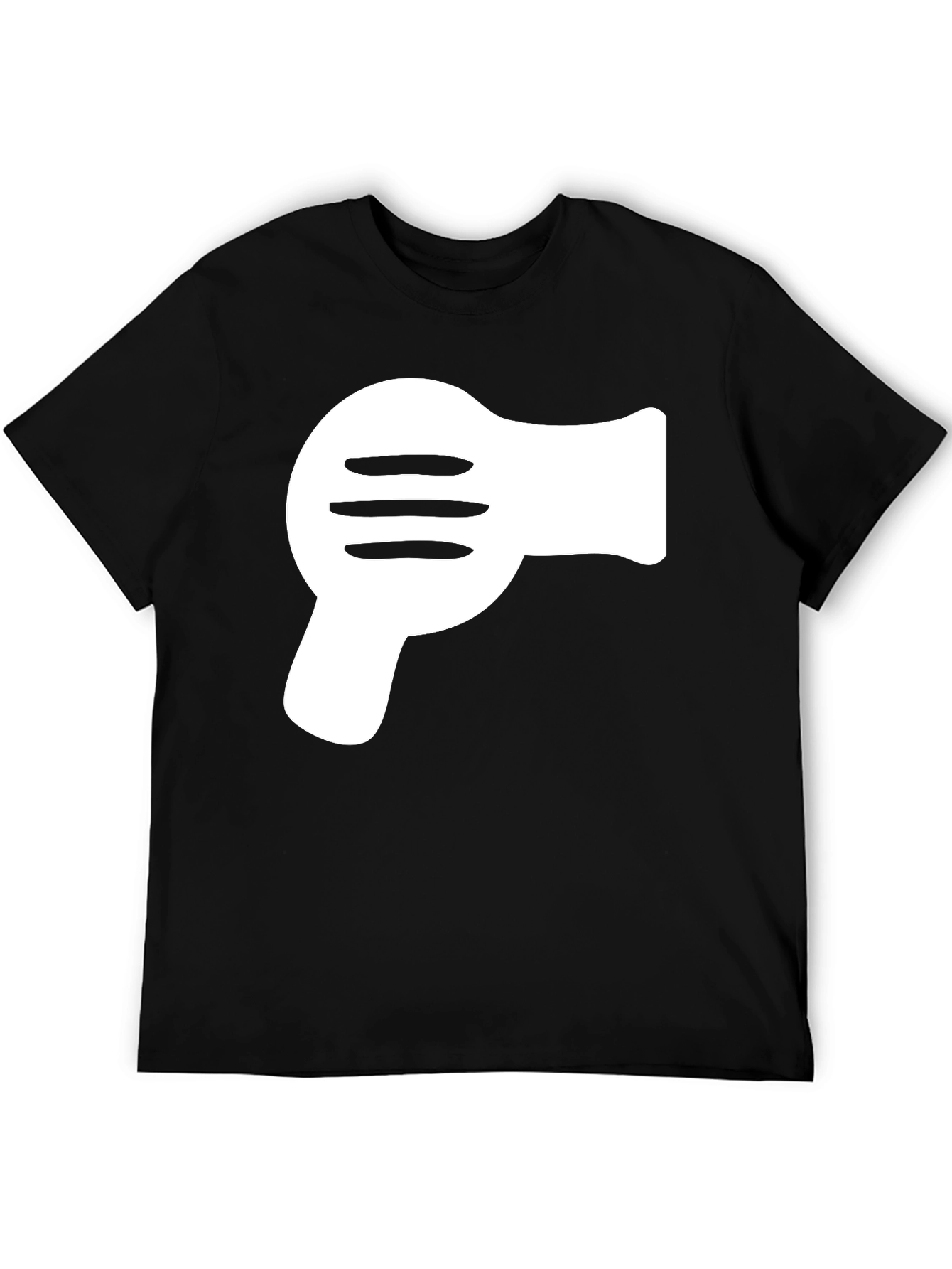 Black T-Shirt with White Hair Dryer Graphic