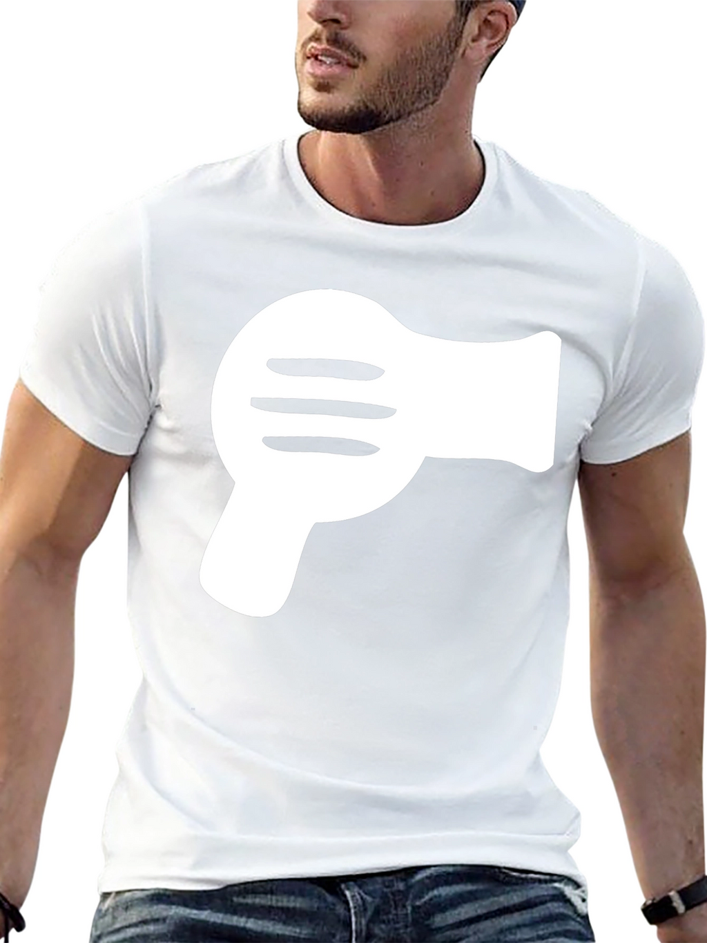 Black T-Shirt with White Hair Dryer Graphic