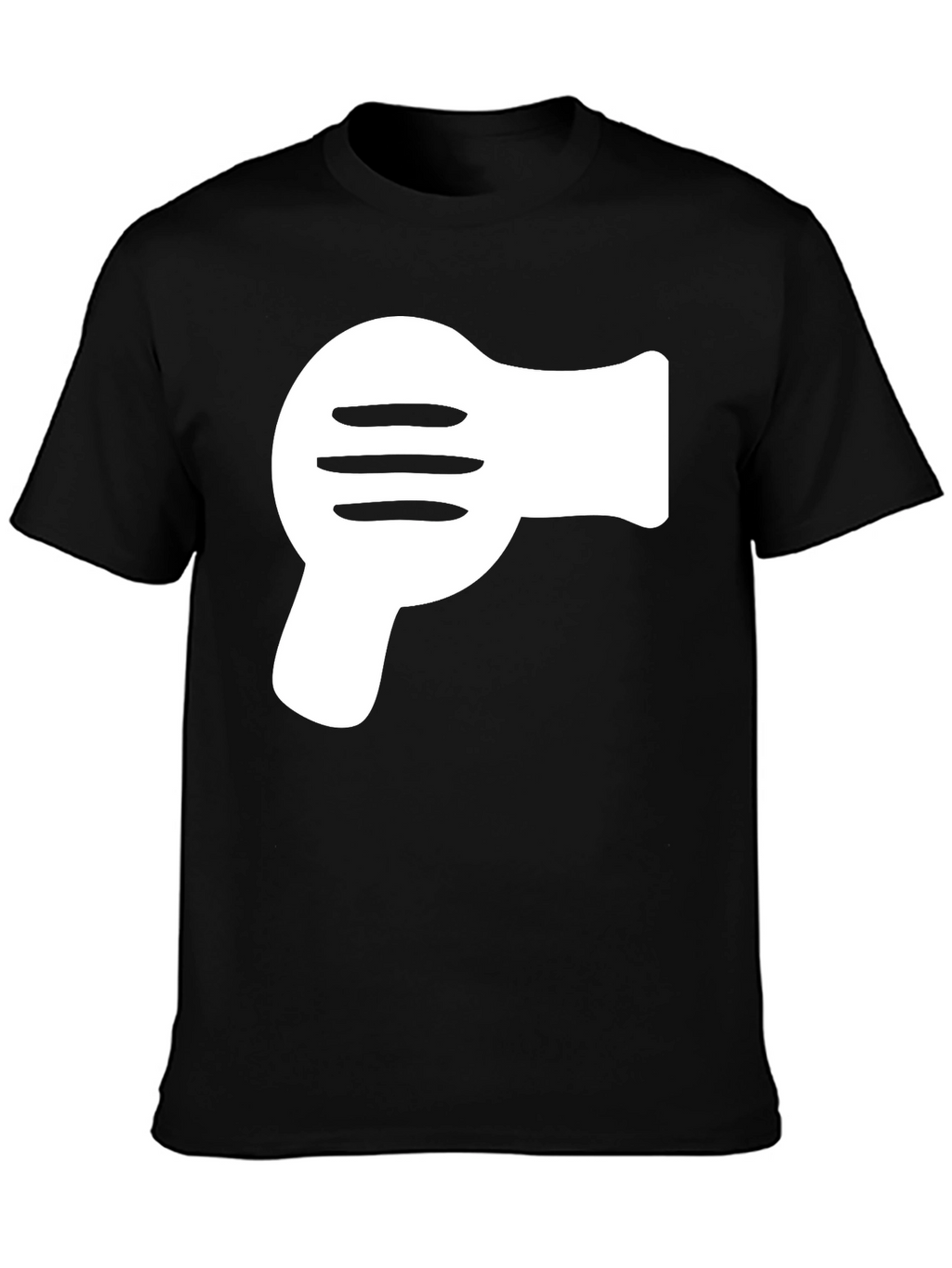 Black T-Shirt with White Hair Dryer Graphic