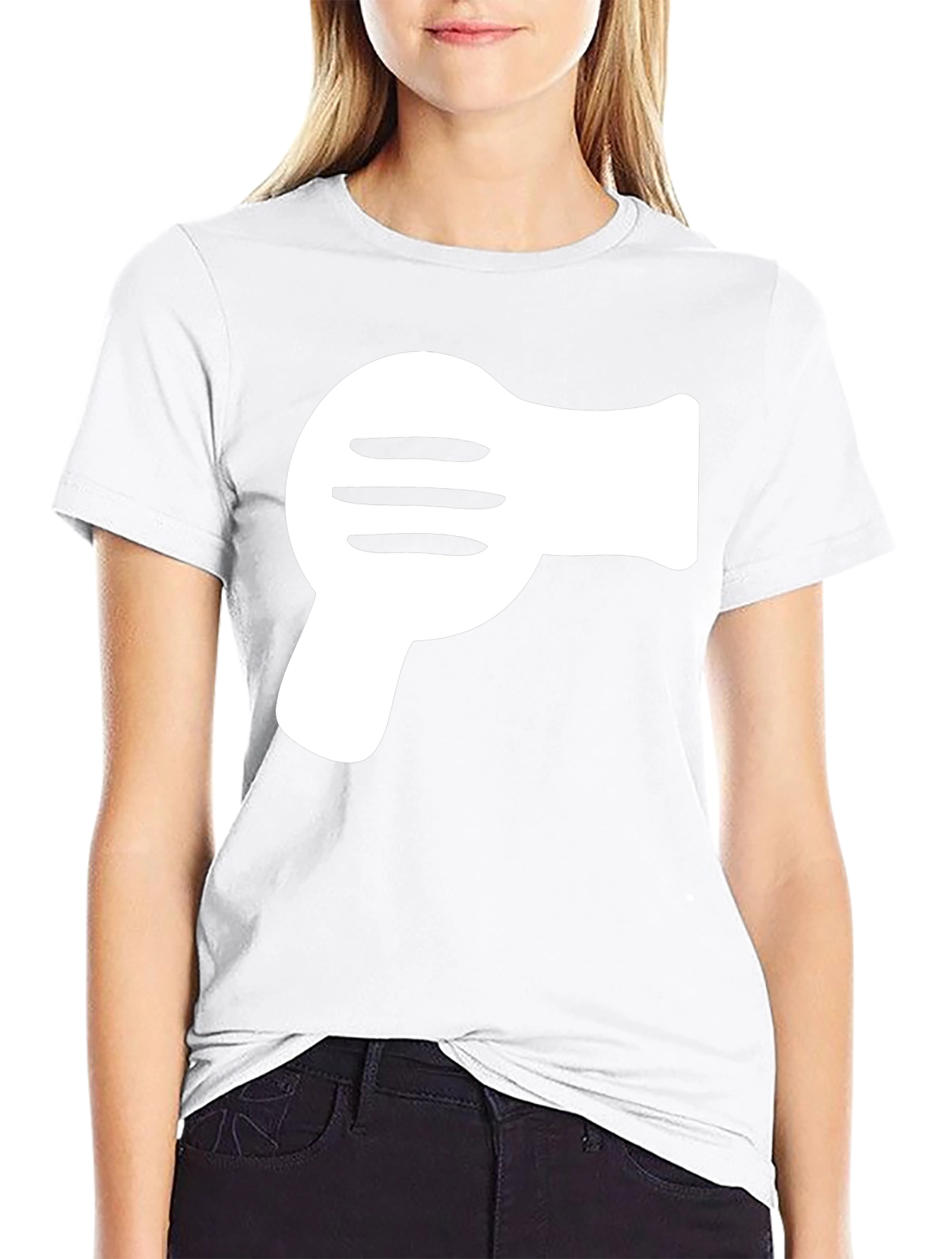 Black T-Shirt with White Hair Dryer Graphic