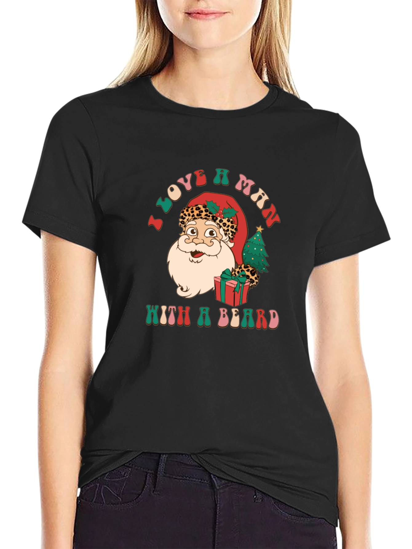 I Love a Man with a Beard Santa T-Shirt