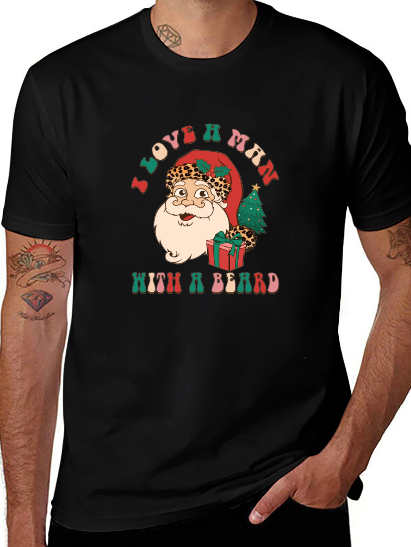 I Love a Man with a Beard Santa T-Shirt