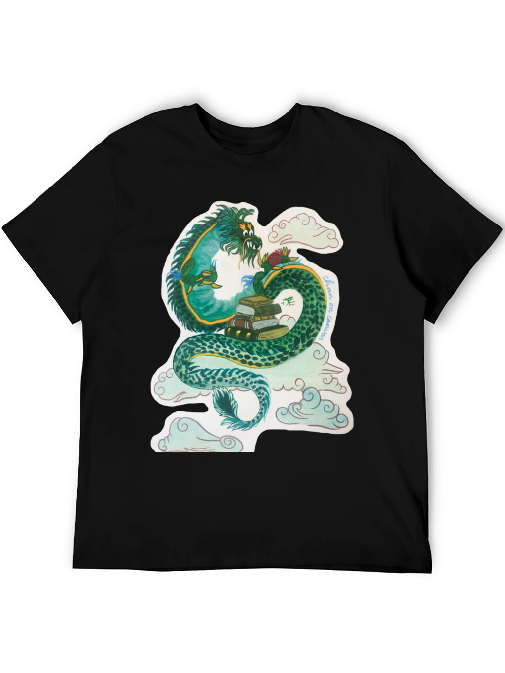 Dragon with Books Graphic T-Shirt